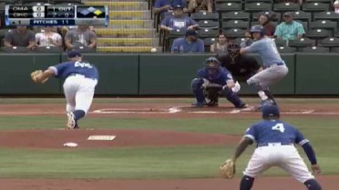 Bubba Starling doubles in the first run for Omaha