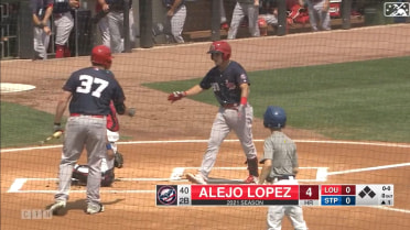 Alejo Lopez homers on the first pitch of the game