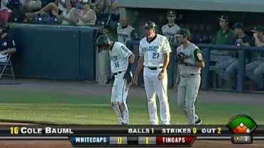 Bauml races for an RBI triple for West Michigan