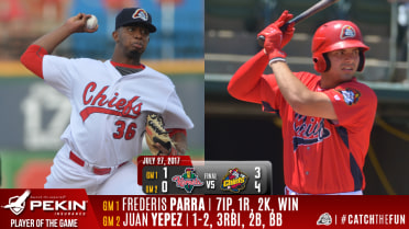 Piscotty, Chiefs Sweep Thursday Double Header