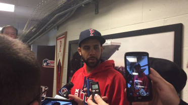 David Price speaks to the media after simulated game