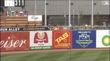 Mud Hens' Kreidler nearly clears the fence
