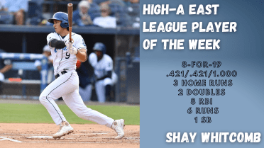 Shay Whitcomb Named High-A East League Player of the Week