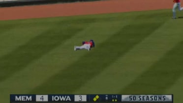 Bruno makes a catch in the gap for the I-Cubs