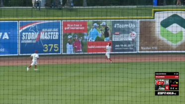Loons' Outman crashes into wall to make catch