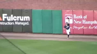 Fisher Cats' Panas leaps at wall for grab