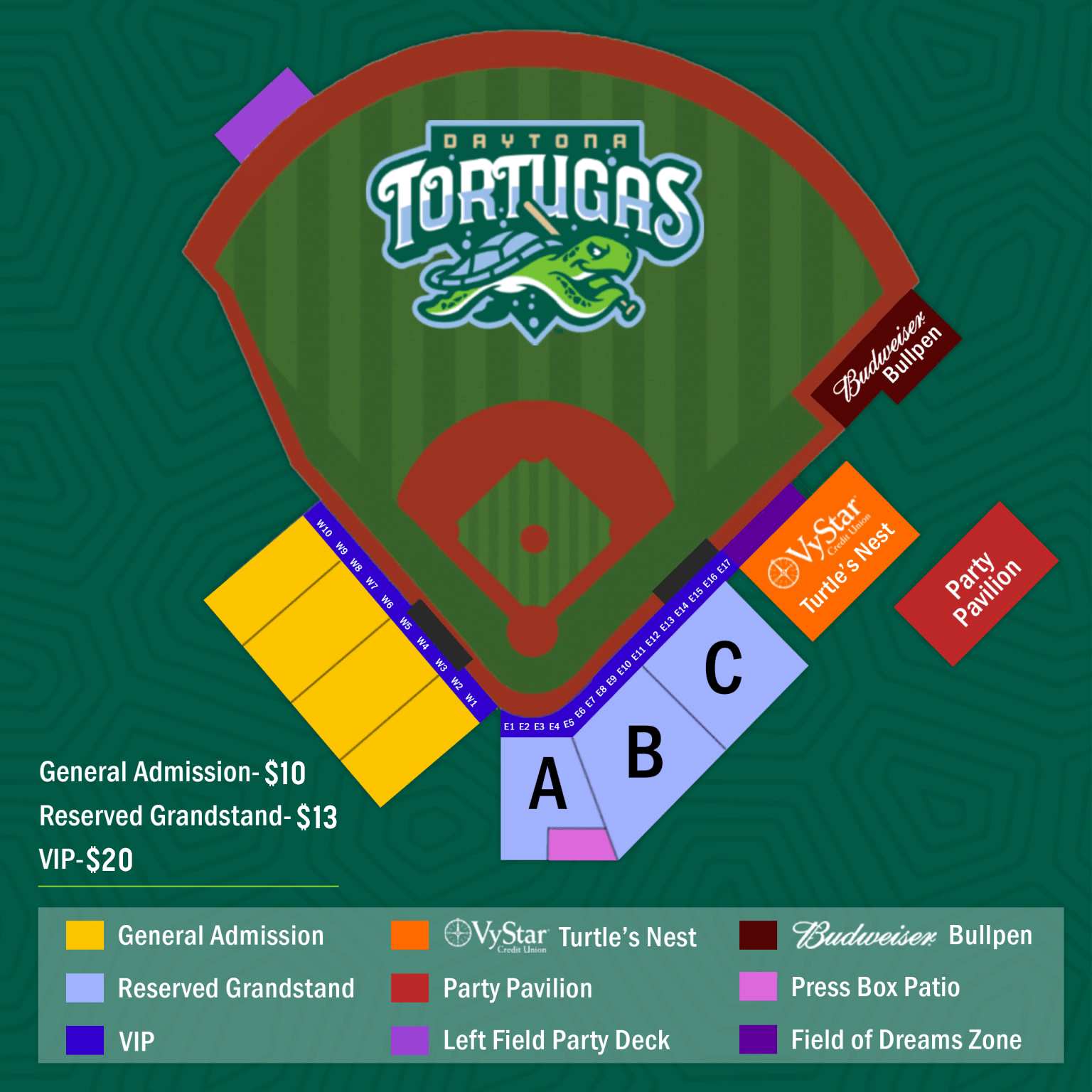 Daytona Tortugas Seating Chart