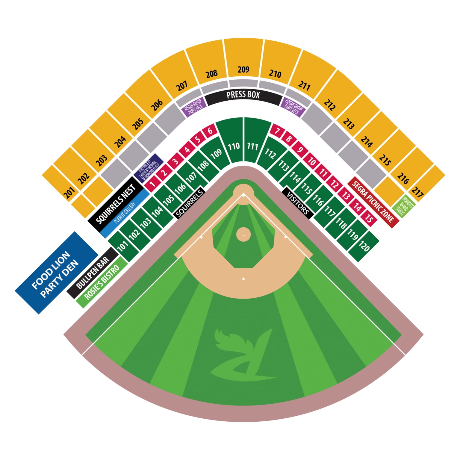 Seating Chart The Diamond Flying Squirrels
