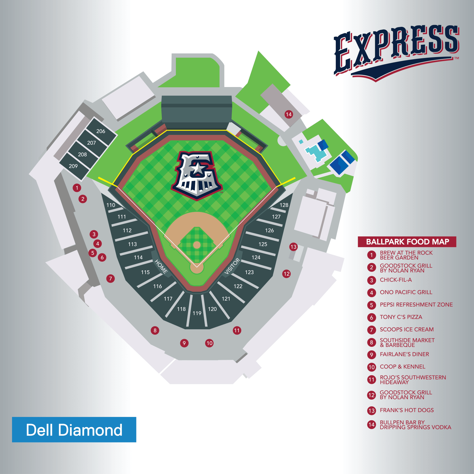 Round Rock Express Ballpark Food Map Express