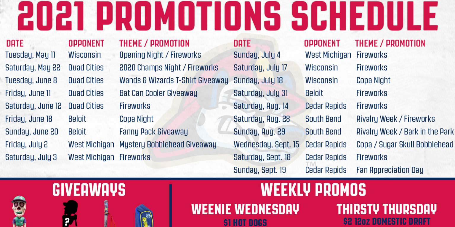 Chiefs Announce 2021 Game Times And Promotions Schedule | Milb.com