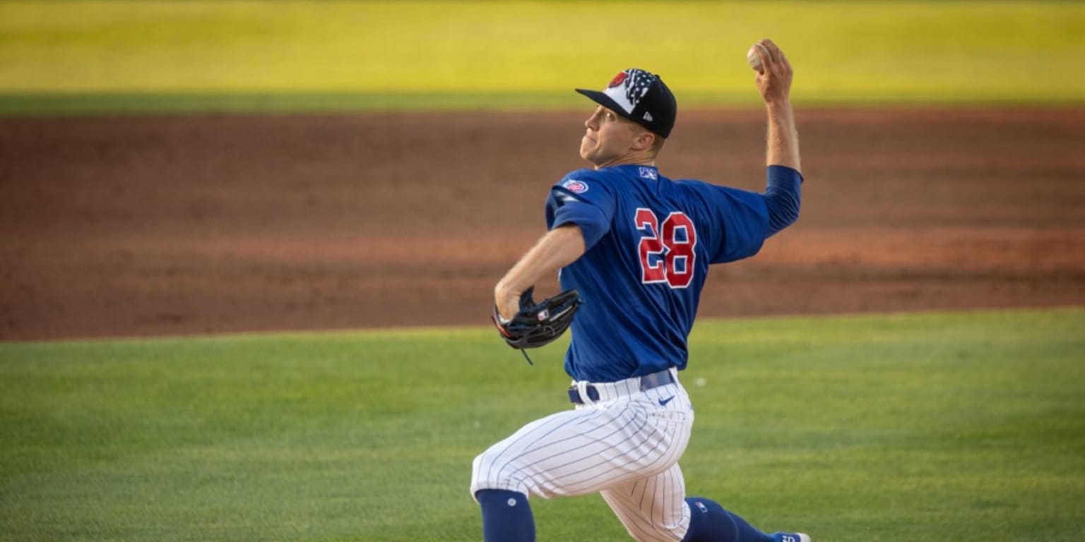 Chicago Cubs pitcher Matt Swarmer (67) throws during the first