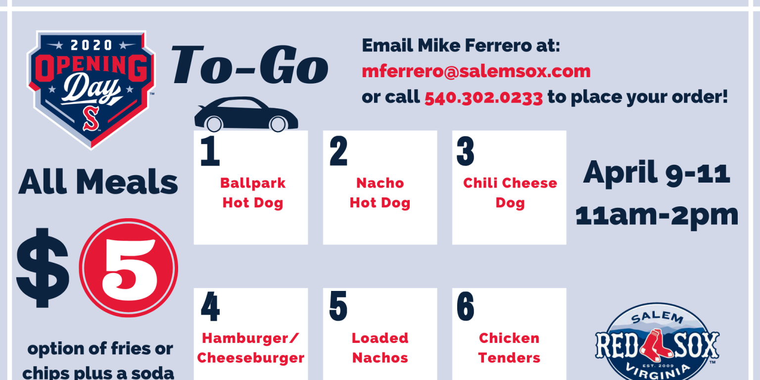 Salem Red Sox to offer Opening Day to-go meals