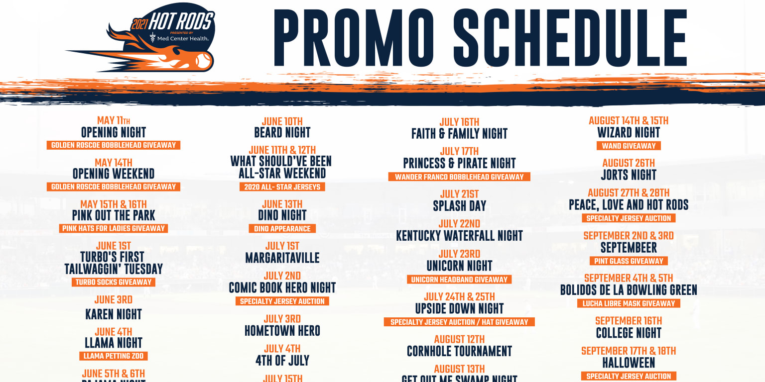 Hot Rods Reveal 2021 Promotional Schedule