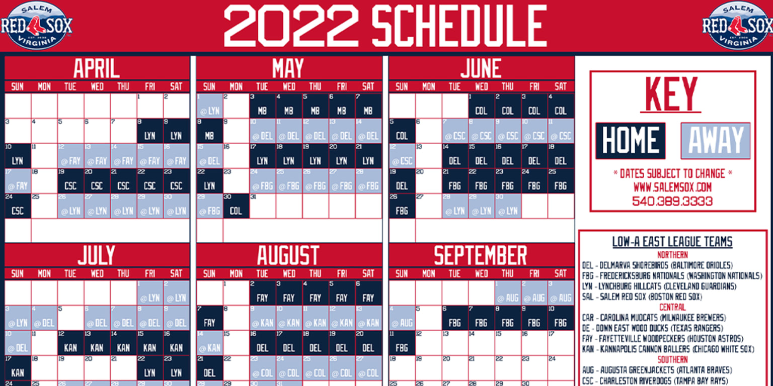 Salem Red Sox Release 2022 Season Schedule | MiLB.com