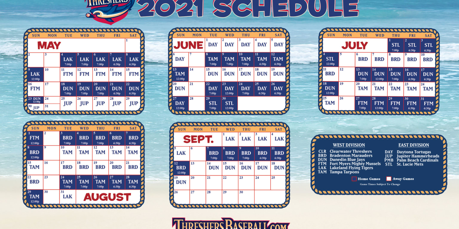 Threshers 2021 Schedule with Game Times | MLBDraftLeague.com