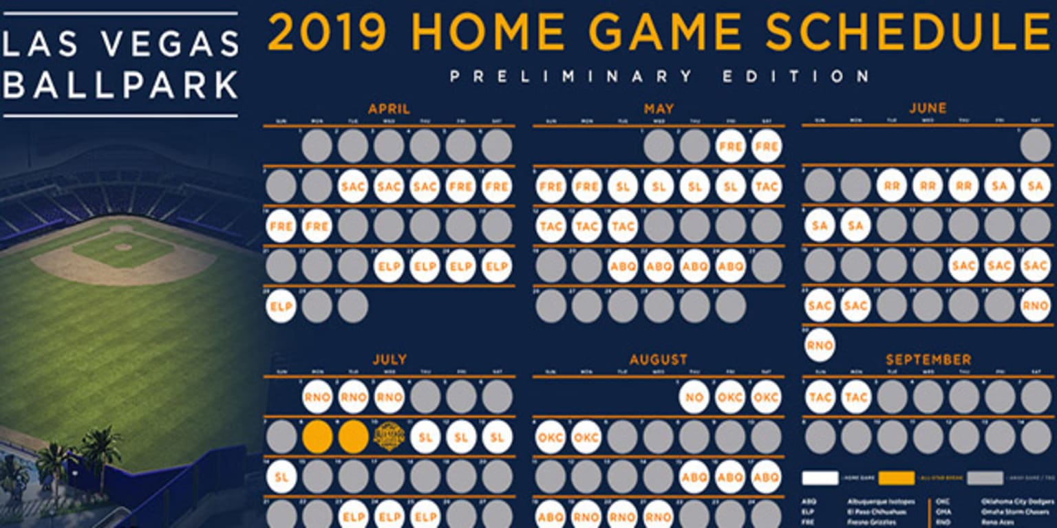 Las Vegas Ballpark 2019 Home Schedule! Aviators