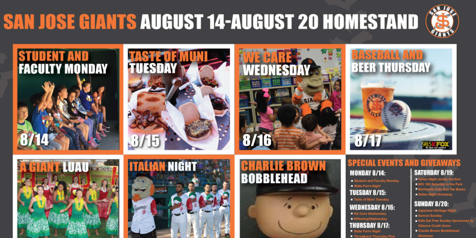 San Jose Giants Homestand Preview: August 14 -20