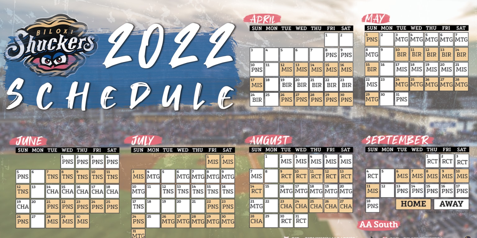 Milwaukee Brewers Schedule 2022 Pdf 2022 Schedule Announced For Biloxi Shuckers | Shuckers