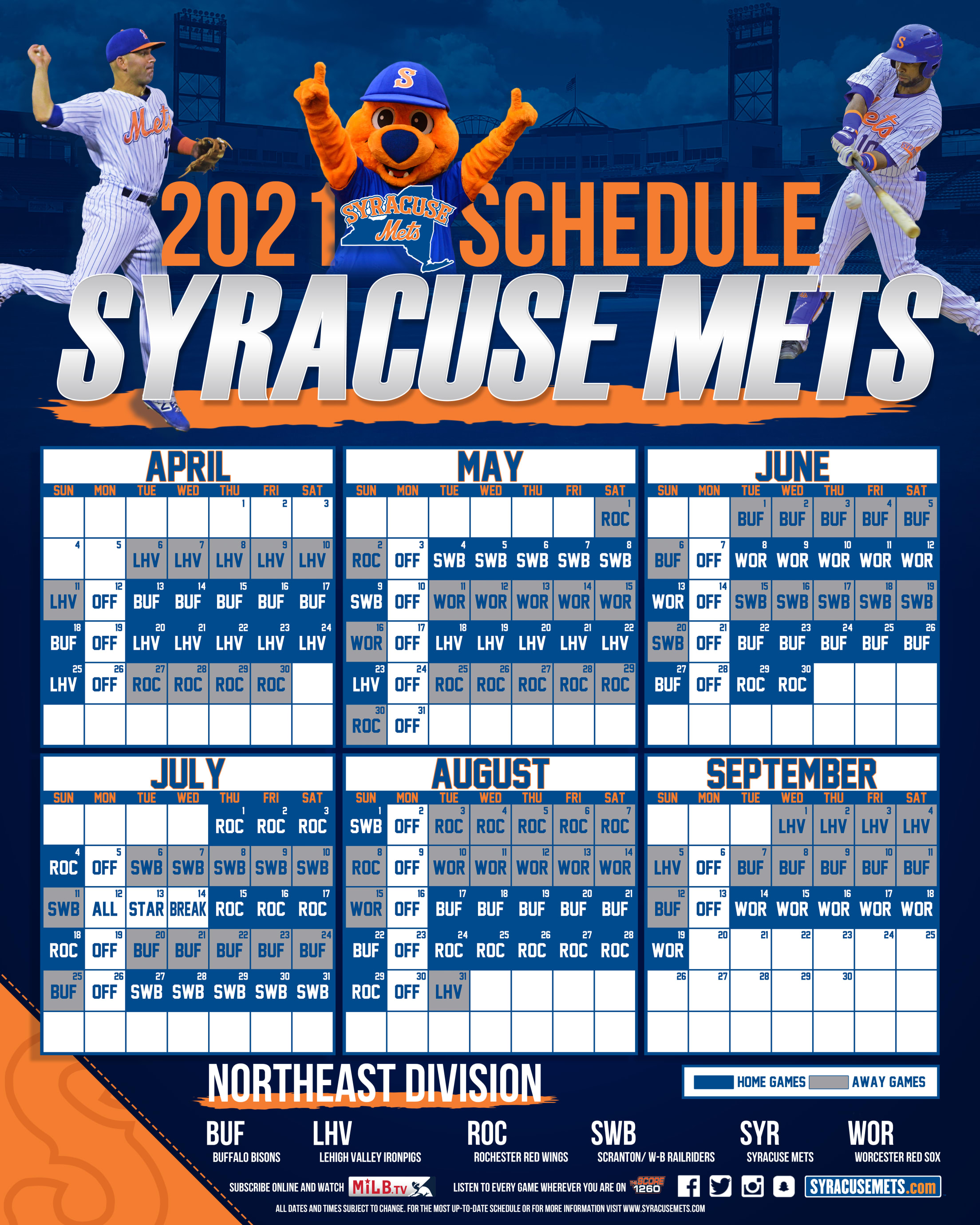 Ny Mets Schedule 2022 Printable Syracuse Mets Announce 2021 Schedule - Fingerlakes1.Com