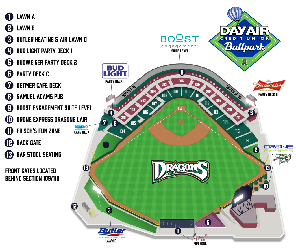 Stadium seating chart dragons