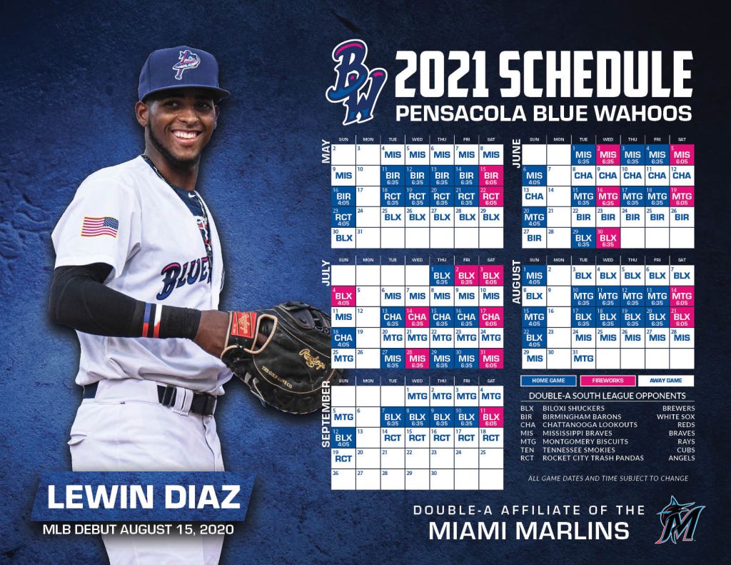 2021 Schedule Poster Blue Wahoos