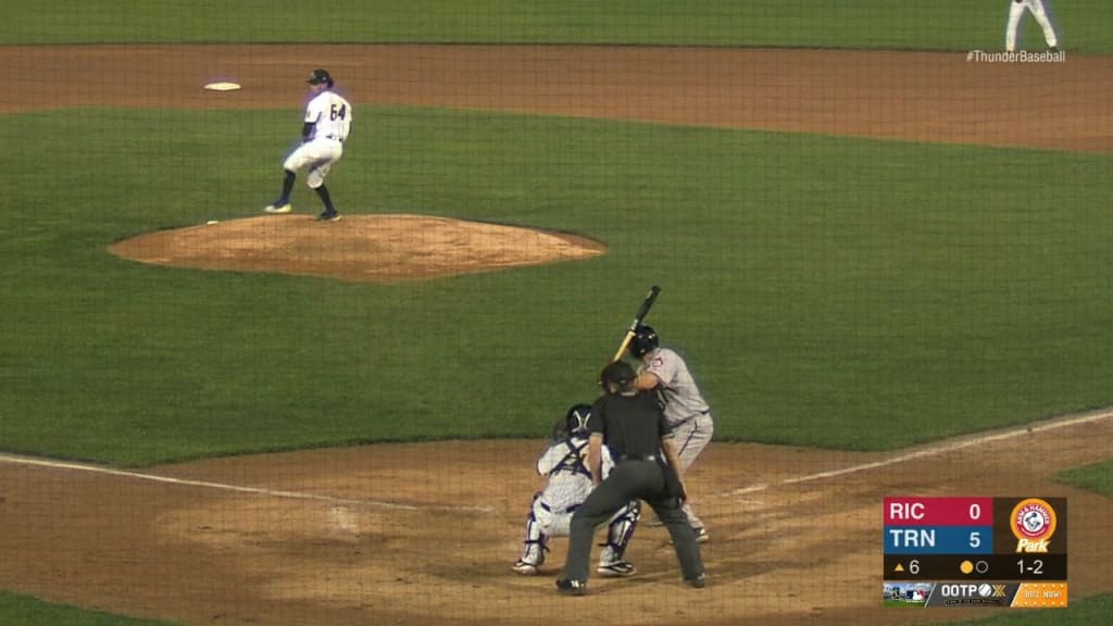 June 18, 2019 - Trenton, New Jersey, U.S - 20-year-old DEIVI GARCIA of the  Trenton Thunder tied the franchise record in just six innings by striking  out 15 batters in a game
