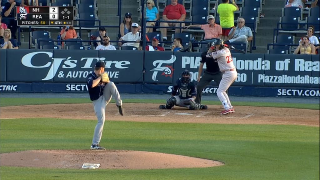 HERE'S PHILS ALEC BOHM RIPPING A DOUBLE IN HIS 1ST MLB AT-BAT!