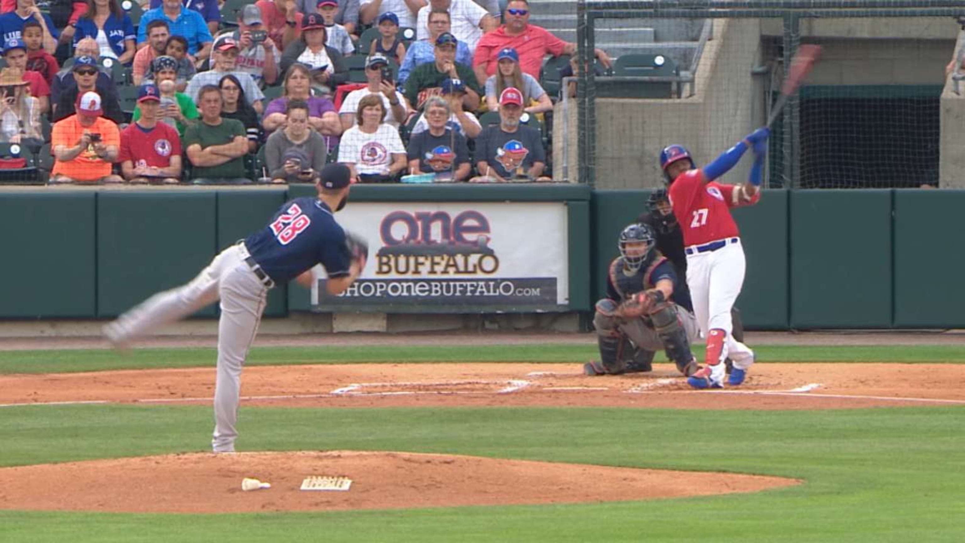 Buffalo Bisons third baseman Vladimir Guerrero Jr. (27) celebrates