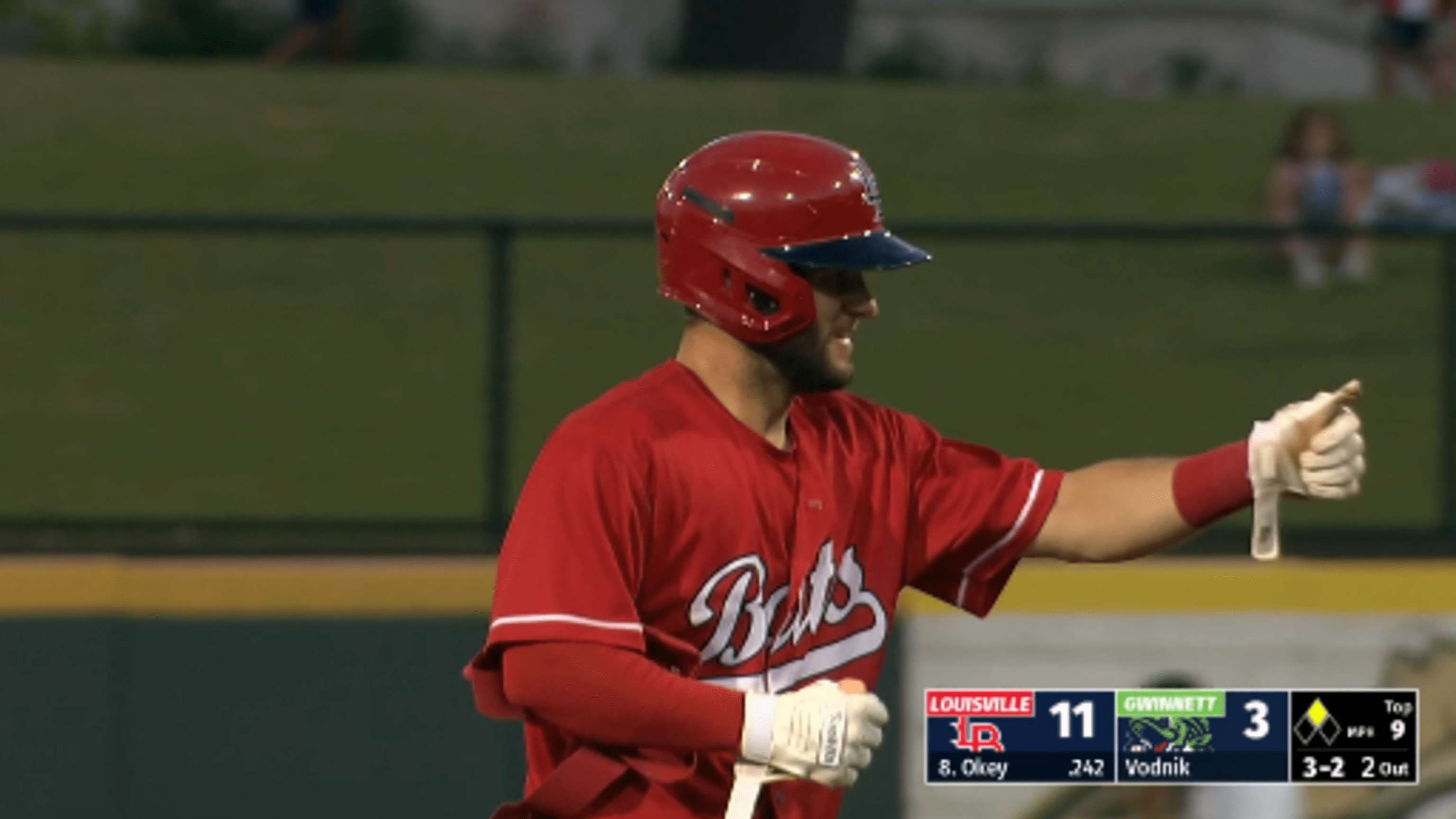 Chris Okey hits for the cycle for Louisville Bats