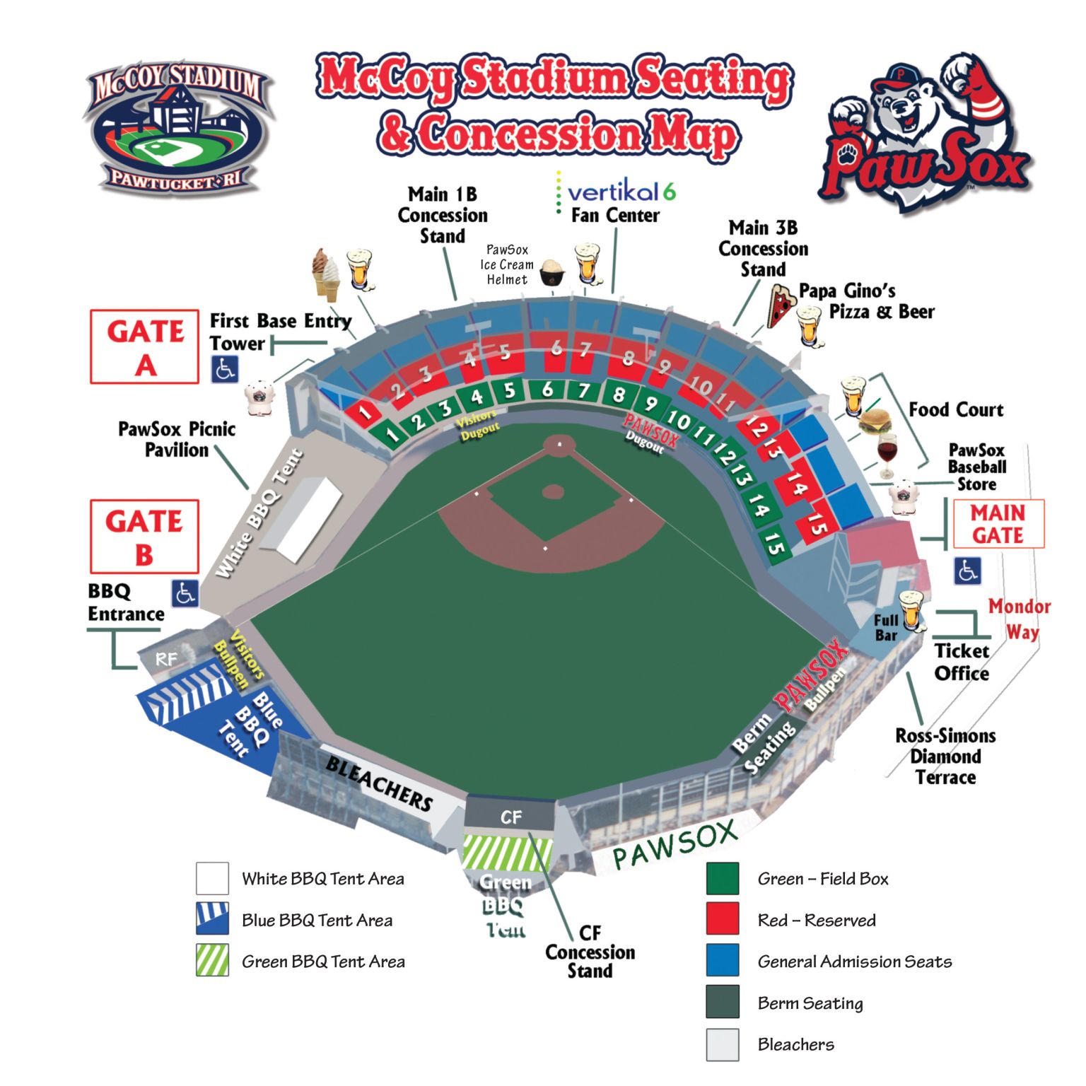 McCoy Stadium Seating Map Pawtucket