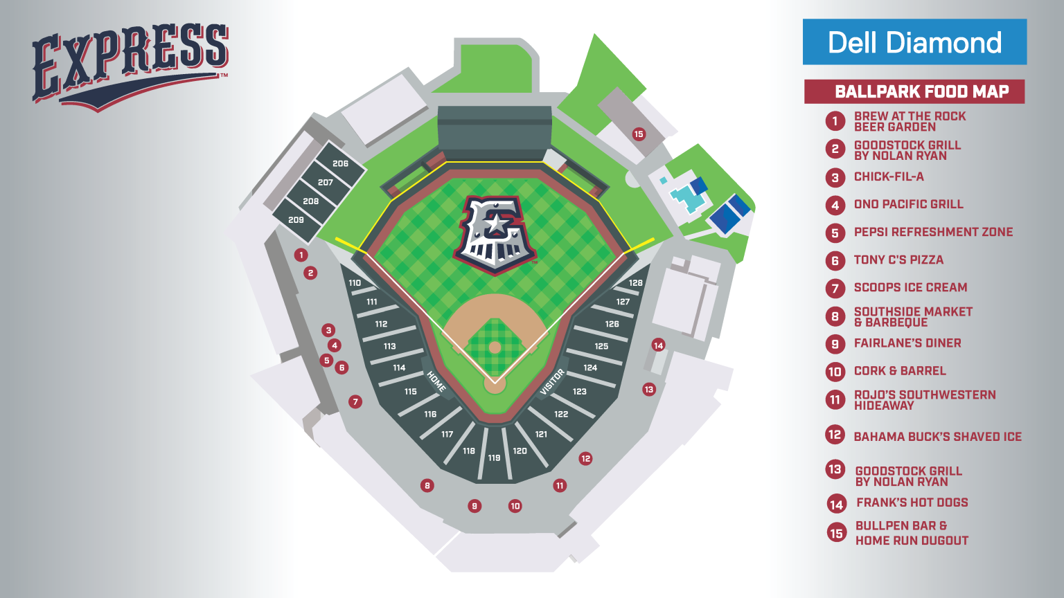 Round Rock Express Ballpark Food Map | Express