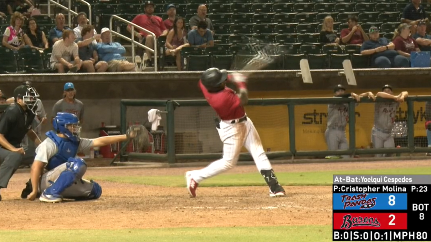 Birmingham Barons Yoelqui Cespedes (1) at bat during an MiLB