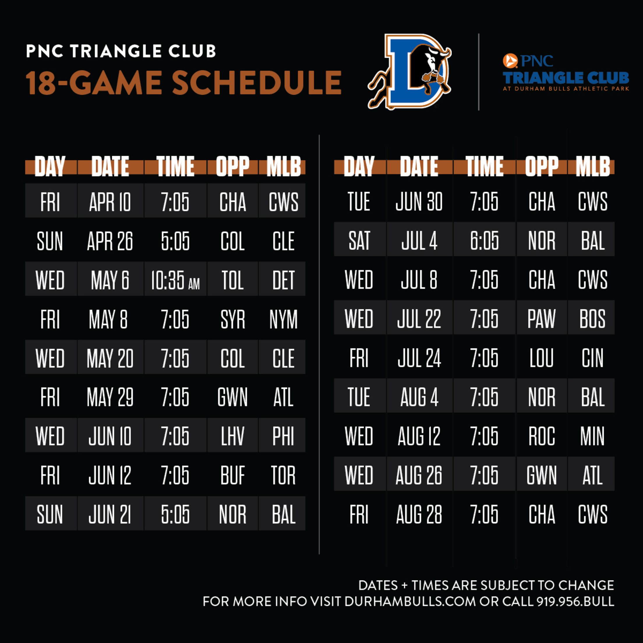 Durham Bulls 919 Club 18 Game Plans Bulls