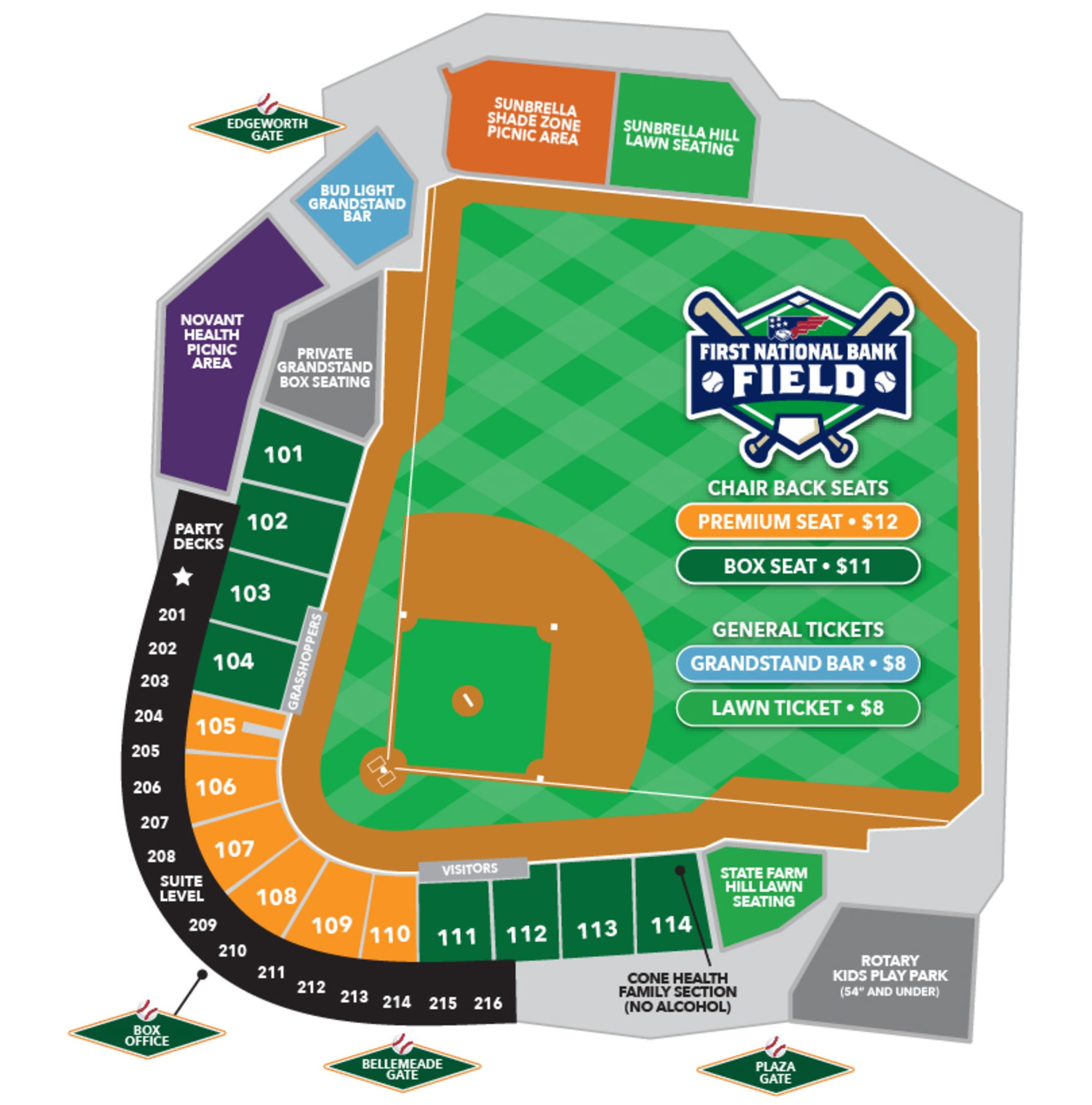 Greensboro Grasshoppers Ticket Information | Policies | Grasshoppers