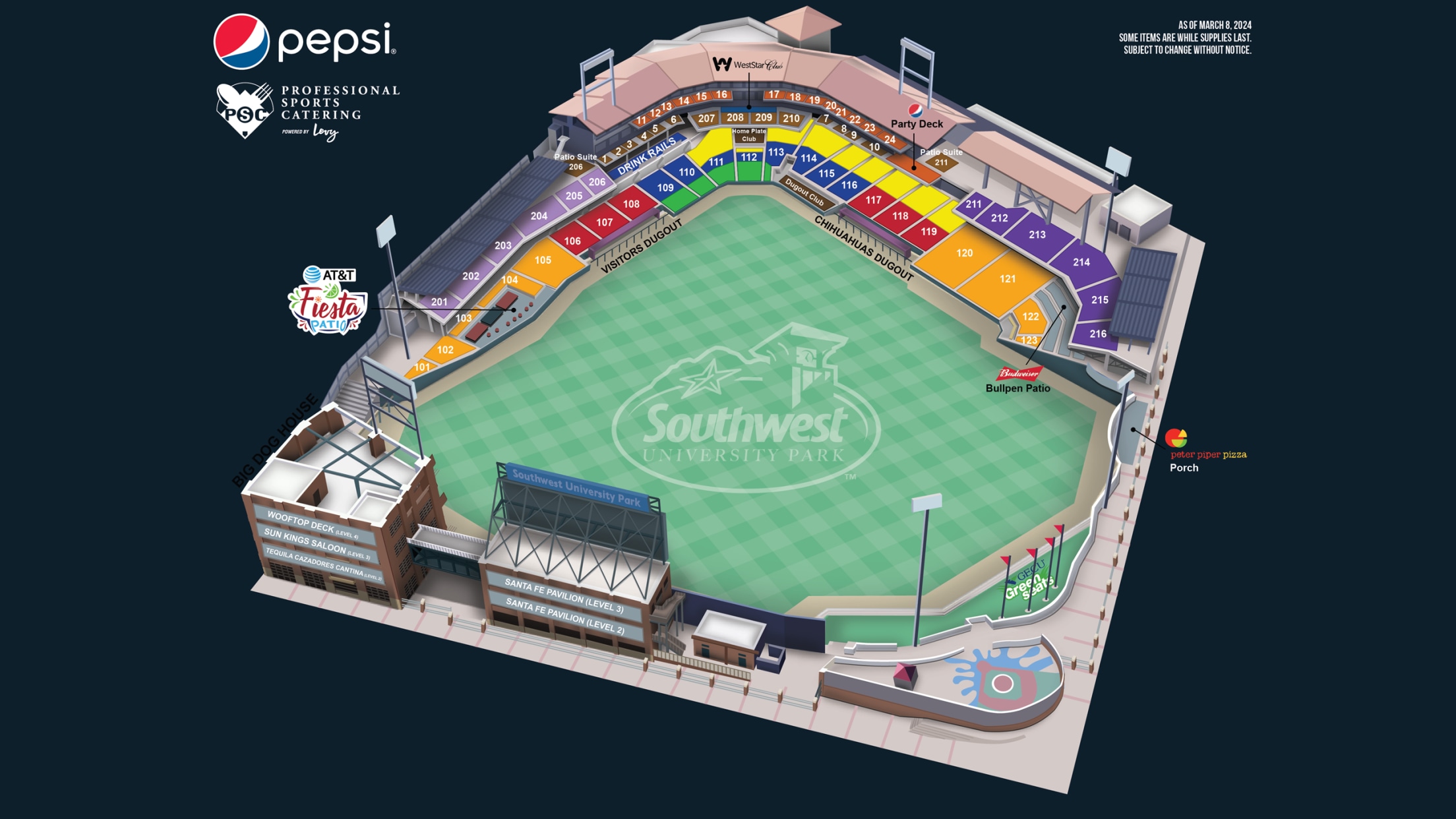 El Paso Chihuahuas Concessions Menu | Chihuahuas