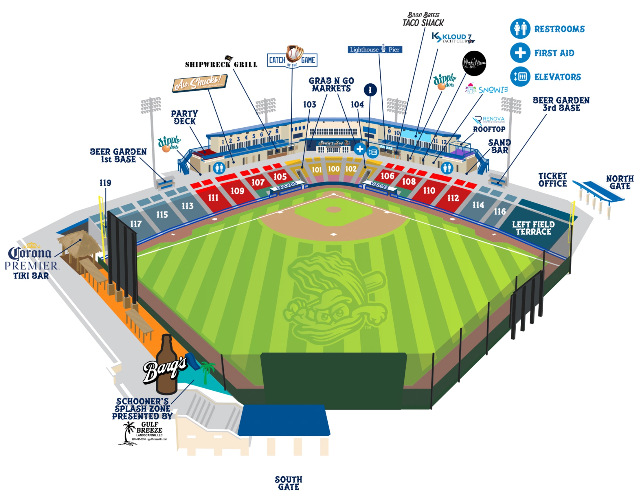 Ballpark Seating Chart | Shuckers