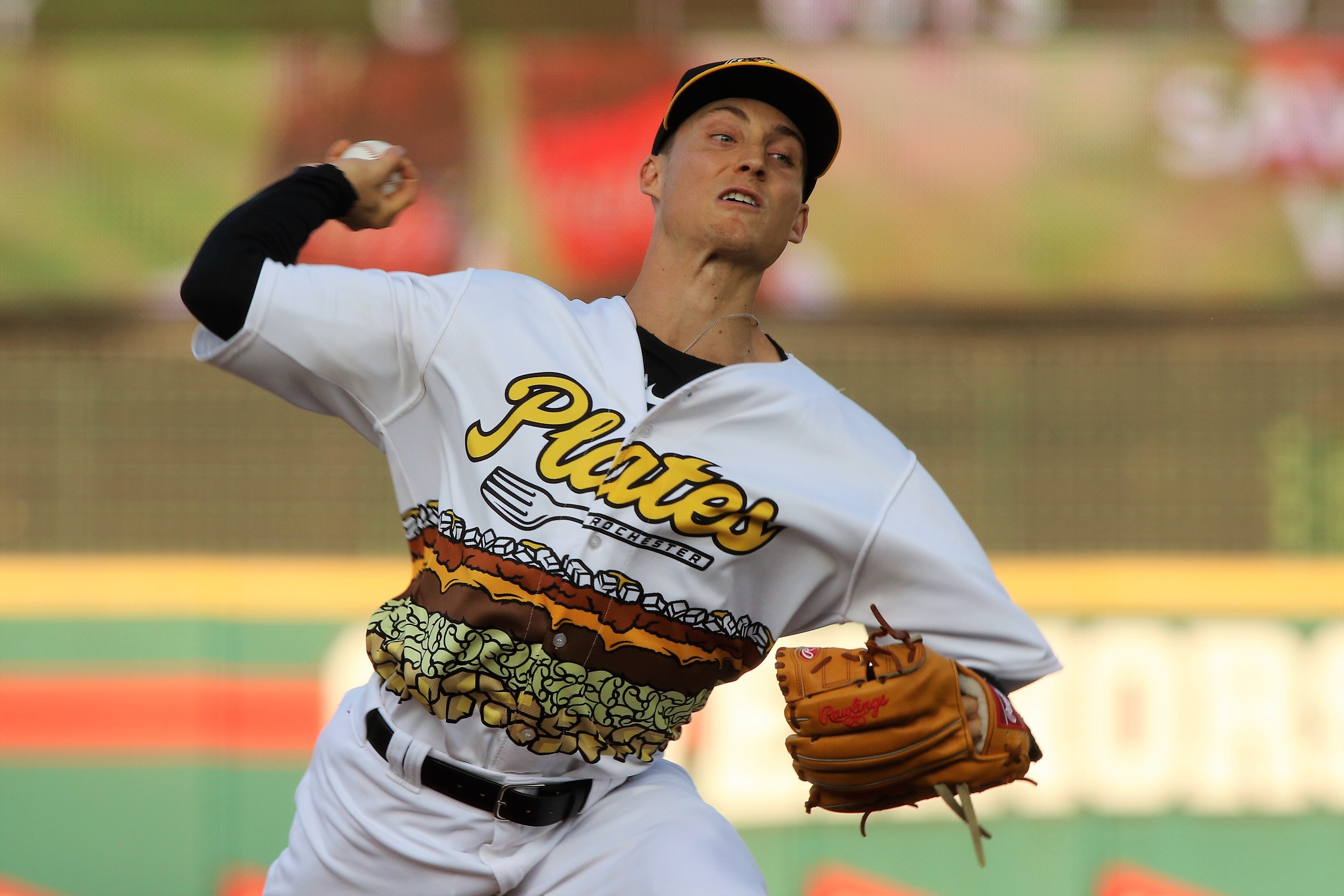 Griffin Jax pitched for Rochester in 2019 before reaching the World Series with Tampa Bay.