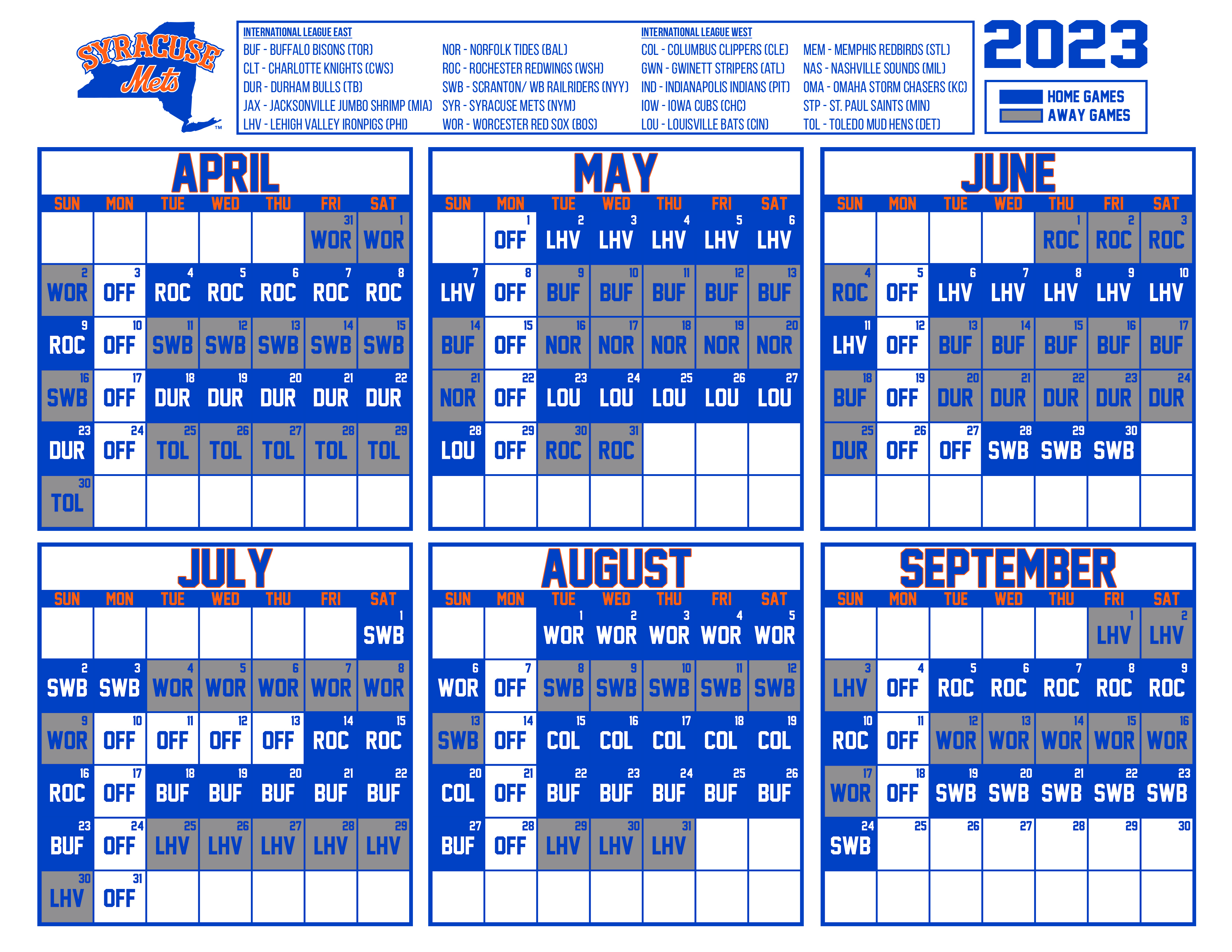 Syracuse Mets Release 2023 Schedule