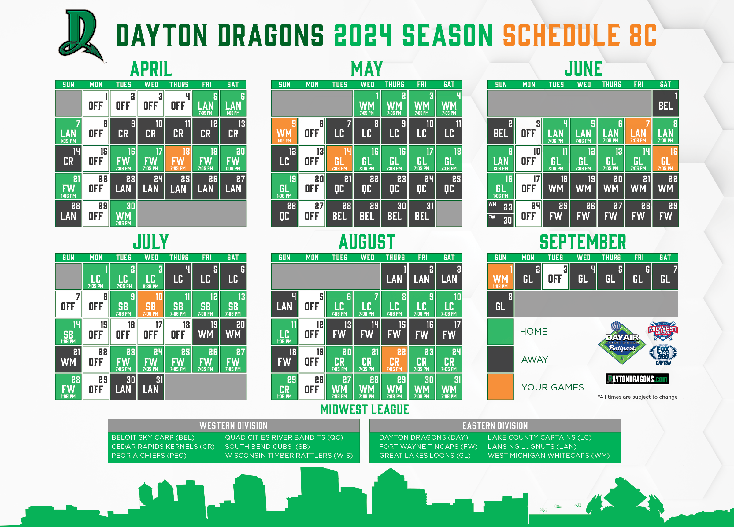 Game Plan Schedules | Dragons