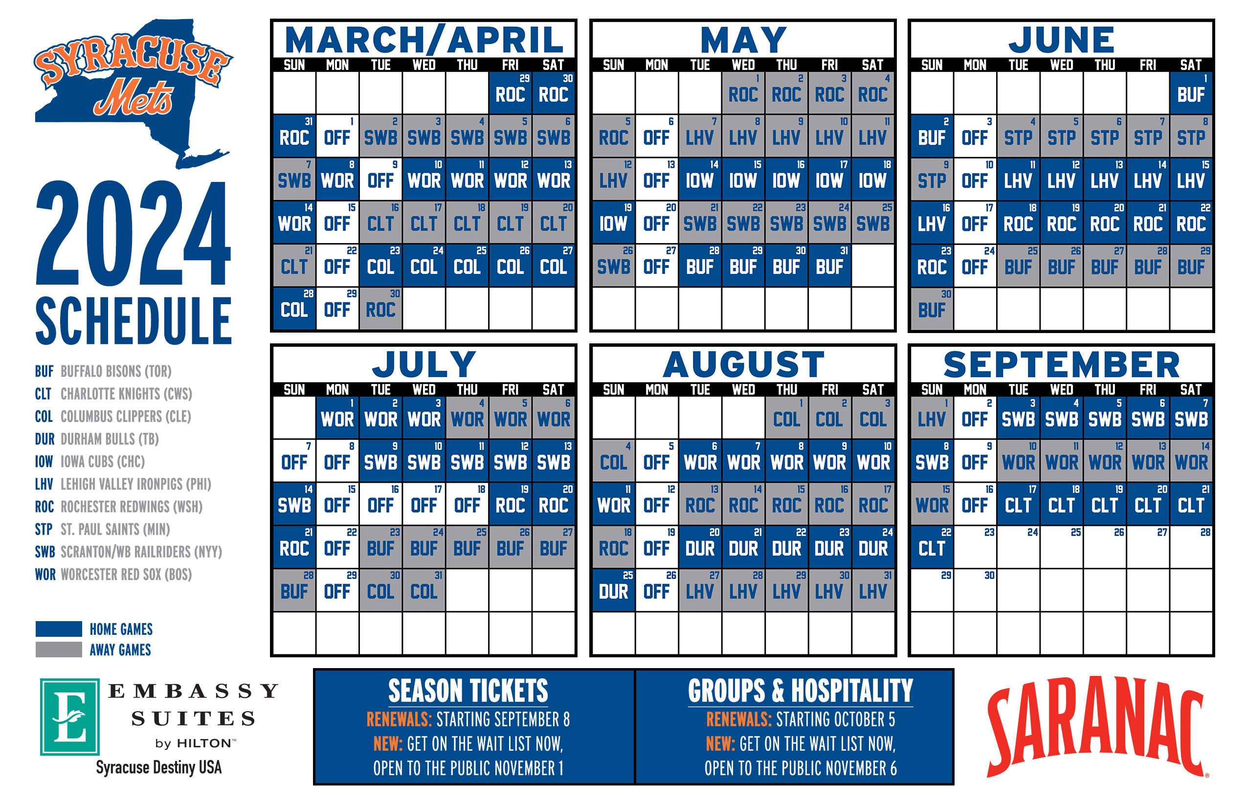 Syracuse Mets Schedule