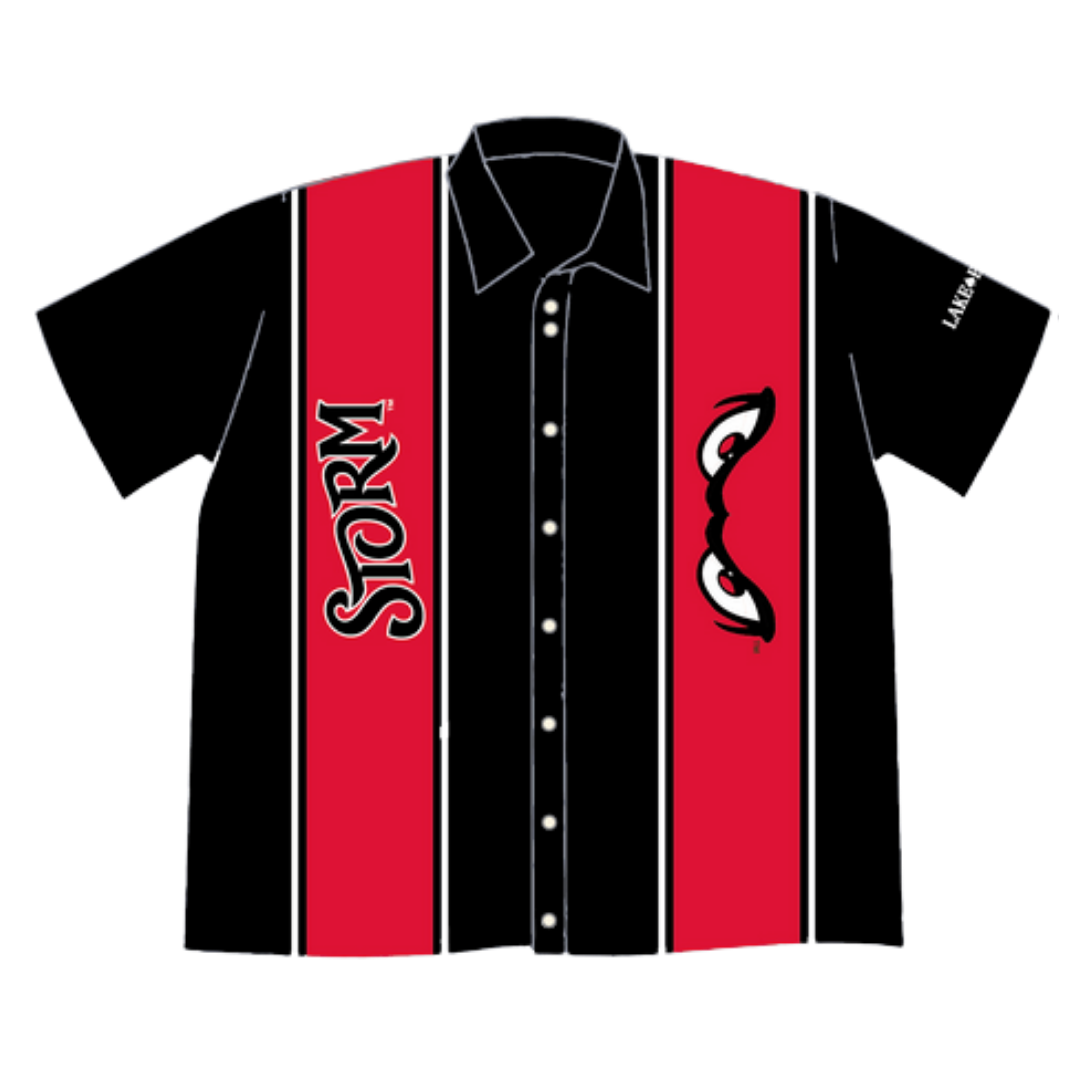 Black & Red Storm Bowling Shirt Presented by Lake Elsinore Casino
