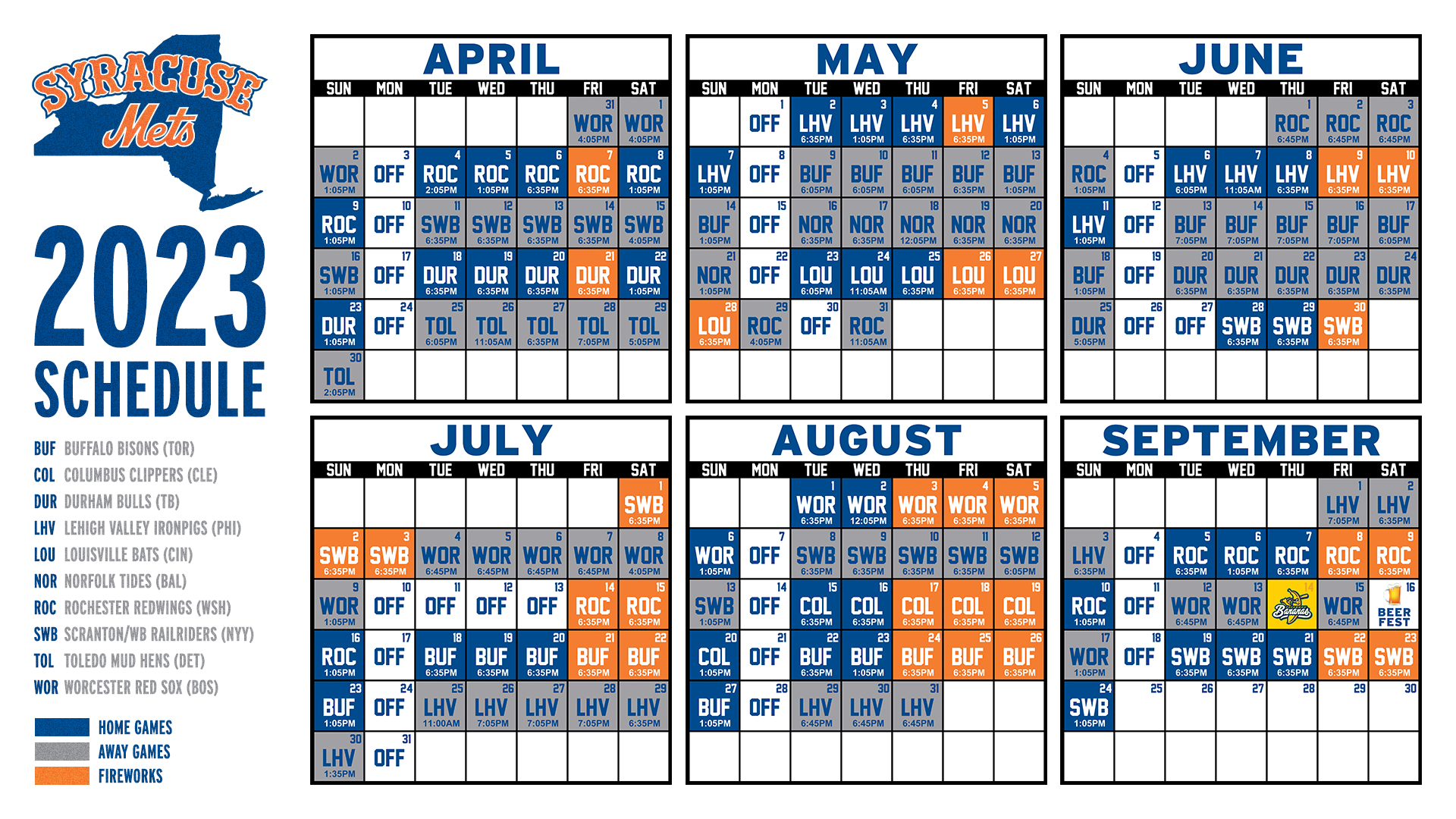 Syracuse Mets Release 2023 Schedule