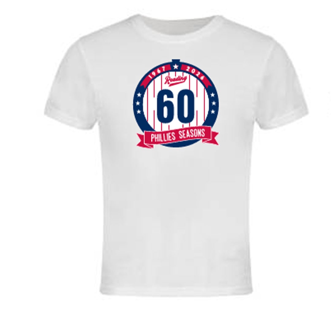 R-Phils T-Shirt Celebrating 60 Seasons of Phillies Affiliation (A2000) - Berks County Mental Health & Developmental Disabilities Program
