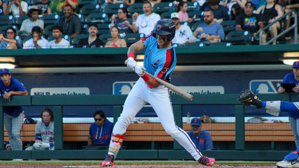 Cam Cannarella reached base four times on Friday at Norfolk. (Skylar Catherwood/Jacksonville Jumbo Shrimp)