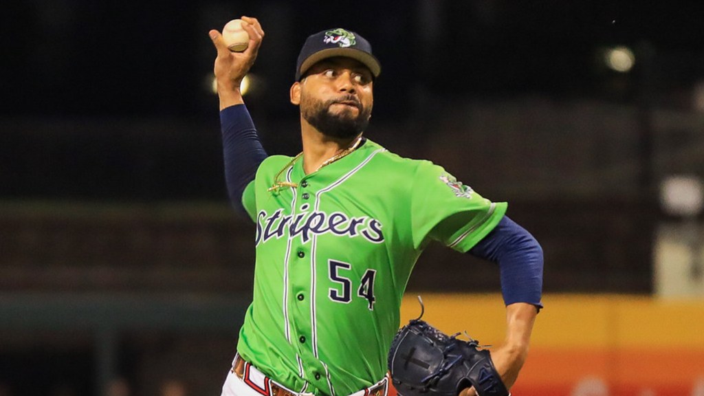 Joel Payamps worked out of a bases-loaded jam in the ninth inning to earn the win on Saturday in Norfolk.