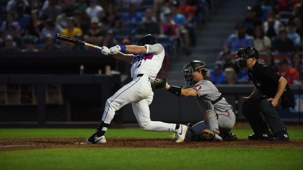 Alex Mooney homered for Akron on Friday, June 19.
