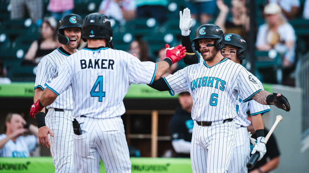 Dru Baker paced the Knights with a 3-for-4 performance that included a Home Run, a double, and five RBI