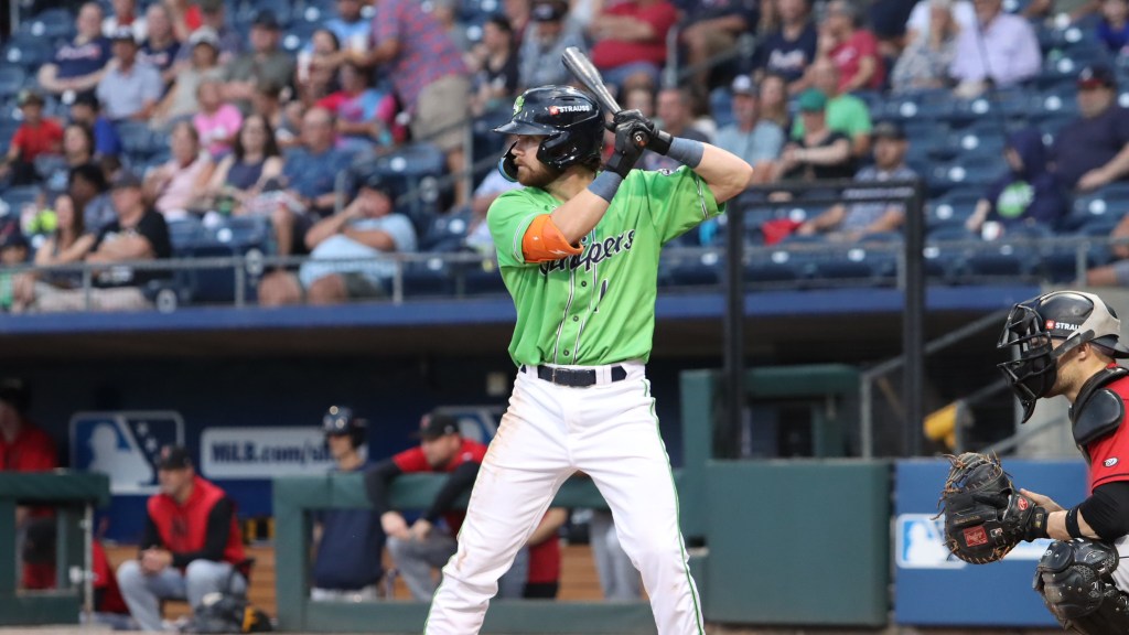 Brett Wisely fell a home run shy of the cycle for the Stripers on Sunday in Charlotte.
