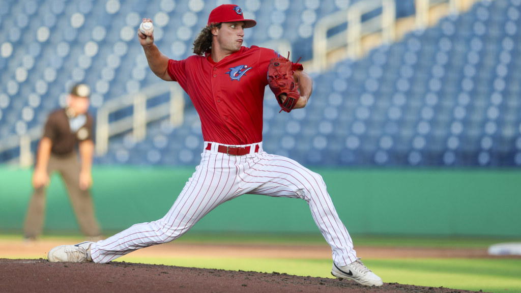 Phillies 12th-round pick Tyler Bowen fires in a strike during a relief appearance for the Clearwater Threshers.