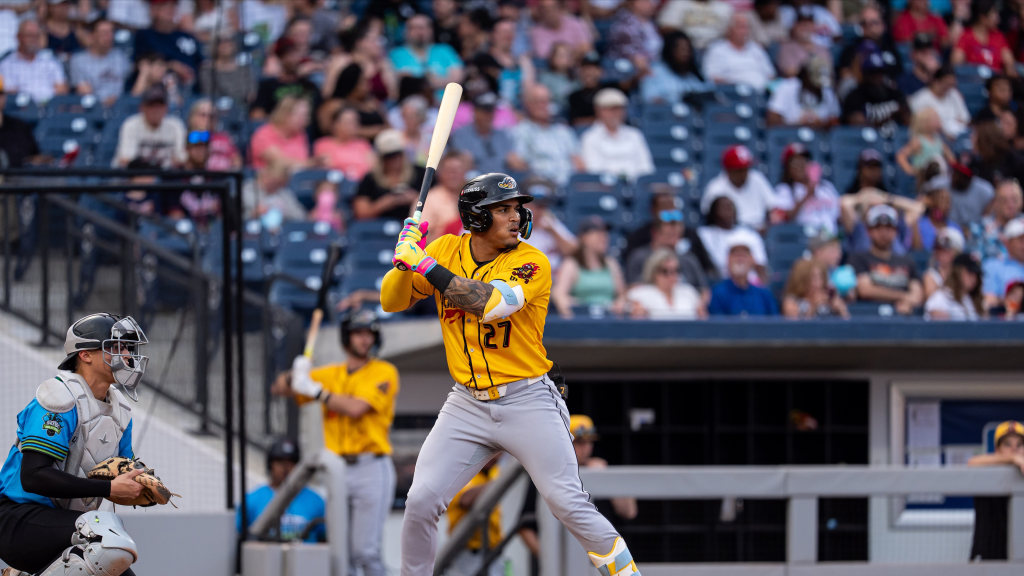 Alfonsin Rosario hit one of Akron's three homers in the 10-1 win on Friday.